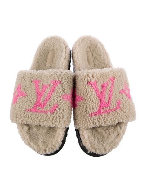 Louis Vuitton LV Monogram Shearling Slides 